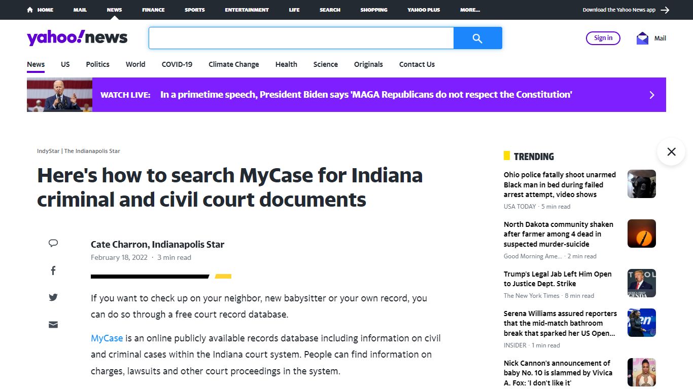 Here's how to search MyCase for Indiana criminal and civil court documents